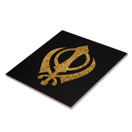 Sikh Khanda Glittery Symbol Fliese (Seite)