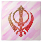 Sikh Khanda Glittery Symbol Fliese (Vorderseite)