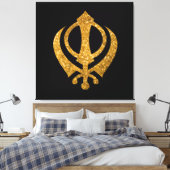 Sikh Khanda Glittery Symbol Leinwanddruck (Insitu (Schlafzimmer))