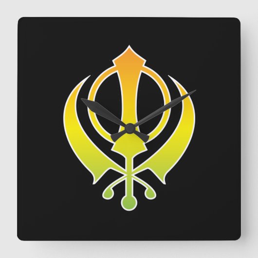Sikh Khanda Wall Clock Quadratische Wanduhr (Vorderseite)