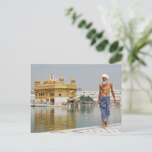 Sikh Pilgrim am Golden Tempel Amritsar Indien Postkarte (Stehend Vorderseite)