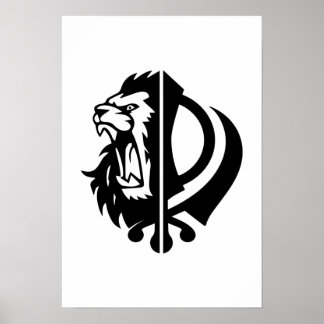 Sikh Symbol khanda mit Halbzeitegesicht Poster