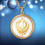 Sikh Symbol Vergoldete Kette<br><div class="desc">Gold Khanda,  Symbol der Sikh-Religion. ***Bitte beachten Sie,  dass die goldene Farbe auf den Bildern nicht metallisch ist.*** Mehr Produkte mit diesem Design sind in der Sikh Kategorie dieses Stores erhältlich.</div>