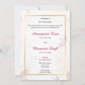 Sikh wedding invitation card Sikh wedding invite Einladung (Rückseite)