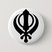 SikhKhanda Schwarzes Button (Vorderseite)
