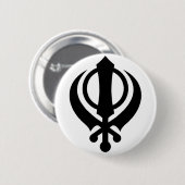 SikhKhanda Schwarzes Button (Vorne & Hinten)