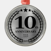 Silber 10 Jahre Firmenlogo Weihnachten Ornament Aus Metall (Vorne)