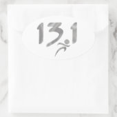 Silber 13,1 Halbmarathon Ovaler Aufkleber (Tasche)