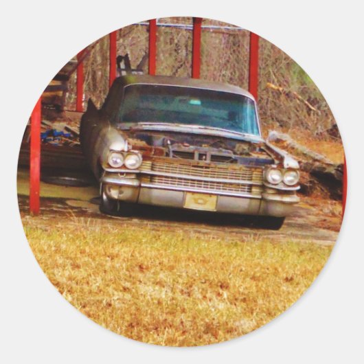 Silber 1963 Sadan Deville Runder Aufkleber (Vorderseite)
