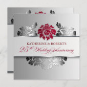 Silber 25. Hochzeitstag elegante Einladung (Vorne/Hinten)