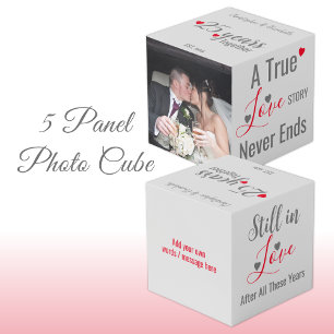 Silber 25 Jahre Jubiläum Rotes Foto Würfel