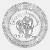 Silber 25. Jubiläum Cupcake Sticker Topper (Vorderseite)