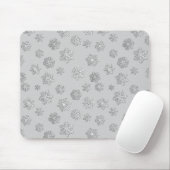Silber 3-D Schneeflocken auf silberem Hintergrund Mousepad (Mit Mouse)