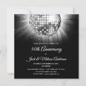 Silber 50 Jahre Party Disco Ball Einladung (Vorderseite)