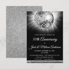 Silber 50 Jahre Party Disco Ball Einladung