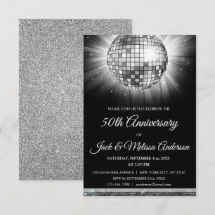 Silber 50 Jahre Party Disco Ball Einladung