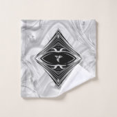 Silber Abstrakte Blume über Seide und Kunst Badhandtuch Set (Waschlappen)