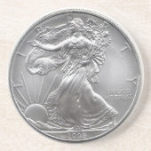 Silber-Adler-Unterlage Sandstein Untersetzer (Vorne)