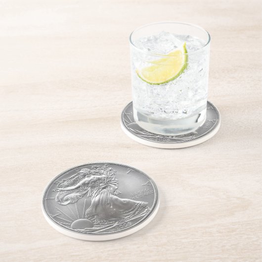 Silber-Adler-Unterlage Sandstein Untersetzer (Seite)