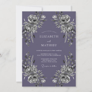 Silber-Amethyst-Hochzeit bemalt Einladung