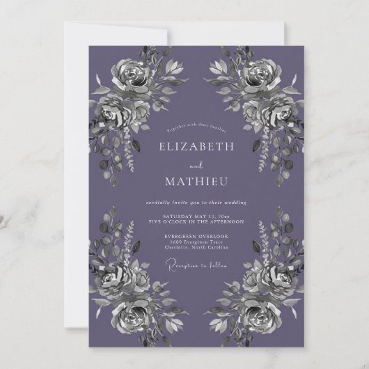 Silber-Amethyst-Hochzeit bemalt Einladung (Vorderseite)