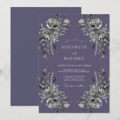 Silber-Amethyst-Hochzeit bemalt Einladung (Vorne/Hinten)