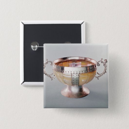Silber angebrachte Perlmuttwassail Schüssel Button (Vorne & Hinten)