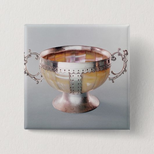 Silber angebrachte Perlmuttwassail Schüssel Button (Vorderseite)