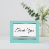 Silber | Aqua Modern Simple Elegante Vielen Dank Postkarte (Stehend Vorderseite)
