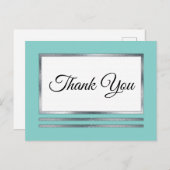 Silber | Aqua Modern Simple Elegante Vielen Dank Postkarte (Vorne/Hinten)