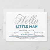 Silber, Aquamarin | Moderne Typografie Kinderdusch Einladung (Vorderseite)