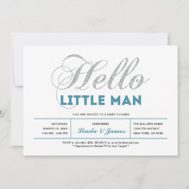 Silber, Aquamarin | Moderne Typografie Kinderdusch Einladung