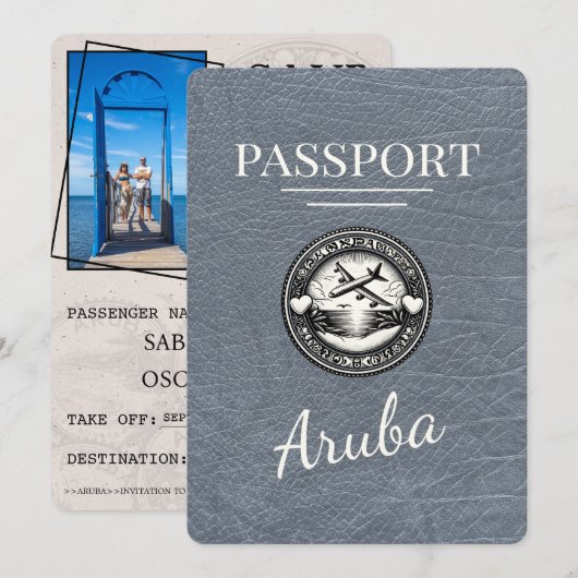 Silber Aruba Reisepass Save The Date (Vorne/Hinten)
