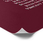Silber auf Burgundy 9 Tabelle Hochzeitstabelle Poster (Ecke)