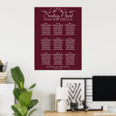 Silber auf Burgundy 9 Tabelle Hochzeitstabelle Poster (Heimbüro)
