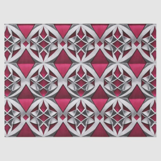 Silber auf dem Ruby Geometric Decoupage Tissue Seidenpapier (Vorderseite)