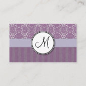 Silber auf Lavendel-Damast mit Streifen u. Visitenkarte (Rückseite)