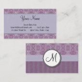Silber auf Lavendel-Damast mit Streifen u. Visitenkarte (Vorne/Hinten)
