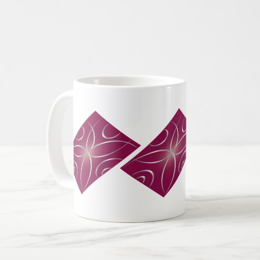 Silber auf Magenta Kaffeetasse (Vorderseite Links)