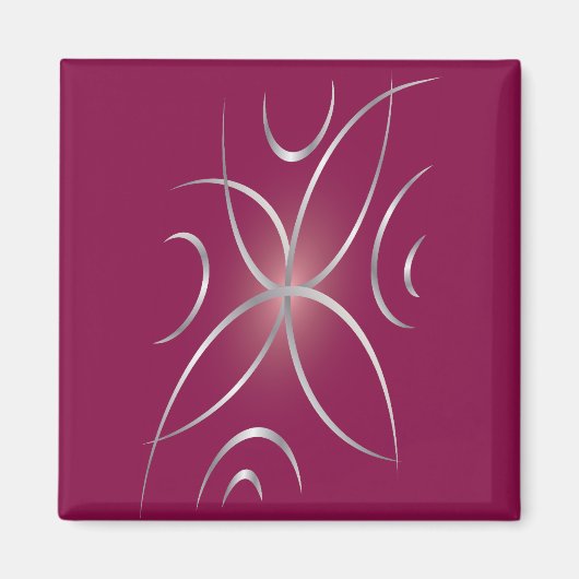 Silber auf Magenta Magnet (Vorne)