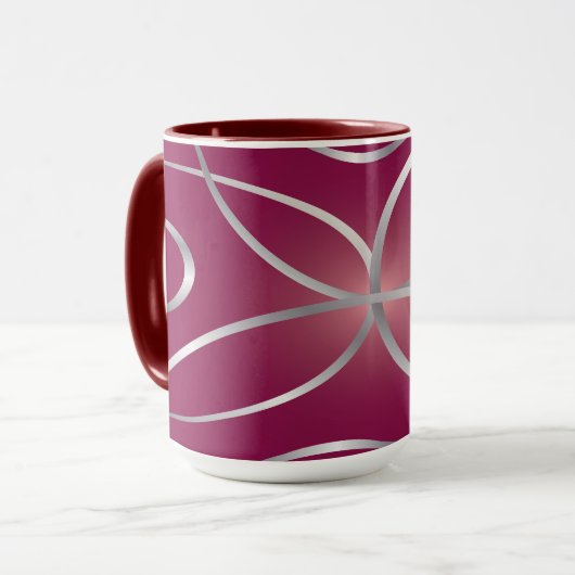 Silber auf Magenta Tasse (Vorderseite Links)