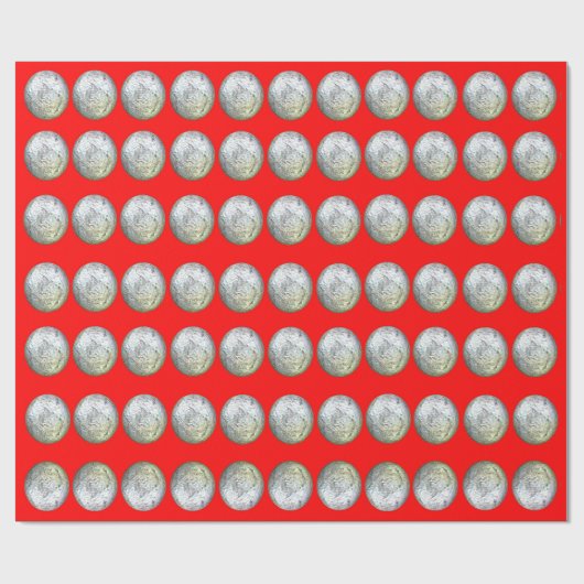 Silber Balls auf rotem Umschlagpapier Geschenkpapier (Flach)