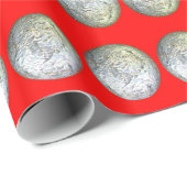 Silber Balls auf rotem Umschlagpapier Geschenkpapier (Rolleneckpunkt)