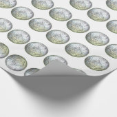 Silber-Balls auf weißem Umschlagpapier Geschenkpapier (Ecke)