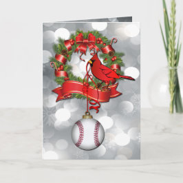Silber Baseball Weihnachtsroter Vogel Feiertagskarte