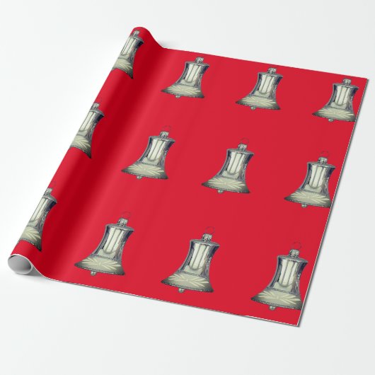 Silber Bells Red Wrapping Paper Geschenkpapier (Ungerollt)