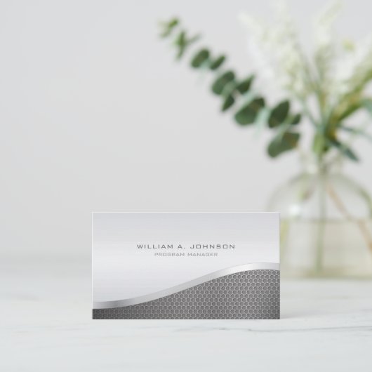 Silber-Beruflich Visitenkarte (Stehend Vorderseite)