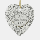 Silber-Blätter 25. Hochzeits-Jahrestag Keramikornament (Rechts)