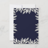 Silber Blätter Botanisches Glam Blau Pink Reply UA RSVP Karte (Rückseite)
