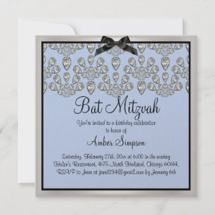 Silber/Blau Forever Diamonds Bat Mitzvah Einladung